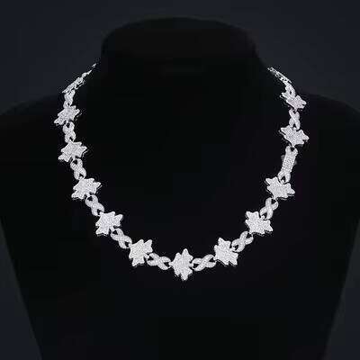 Solid Sliver Moissanite Necklace Flower Bracelets Chains for Men Plated White Gold Women Fine Jewelry with Certificates