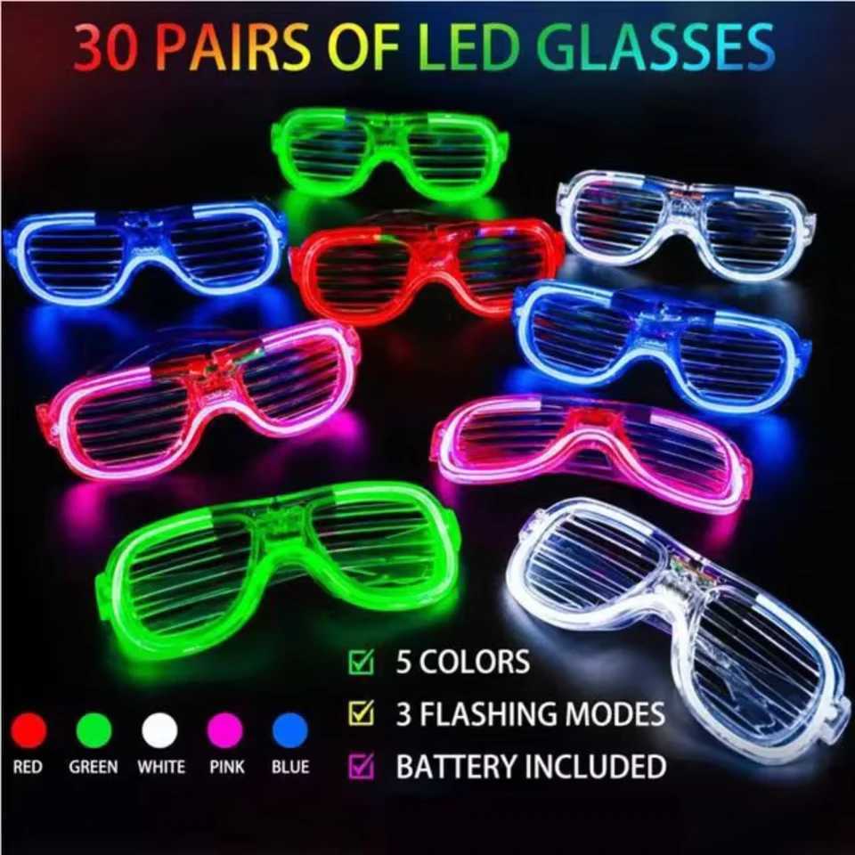 Wholesale Party Supplies Props LED Light Up Glasses Christmas Halloween Party Shutter Shades Glow Glasses LED Party Sunglasses W250528