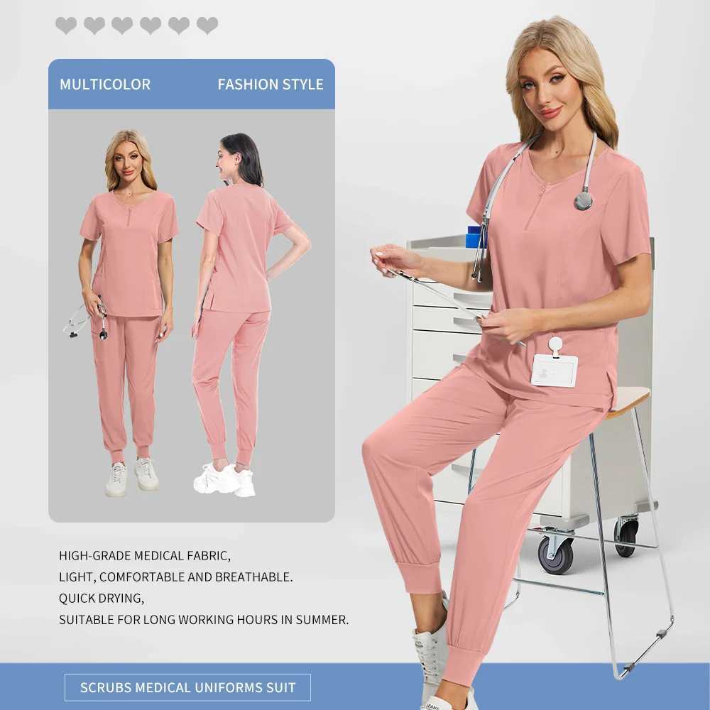 Pet Grooming Working Clothes Jogger Suit Short Slved Scrub Come Women Solid Color Pharmacy Nursing Uniform Summer X250528