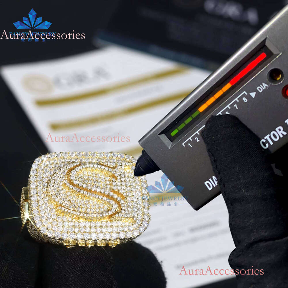 High-end Custom Gold Plated Championship Rings Men Sier Letter Number Moissanite Dia Hiphop Cluster Jewelry Weddings