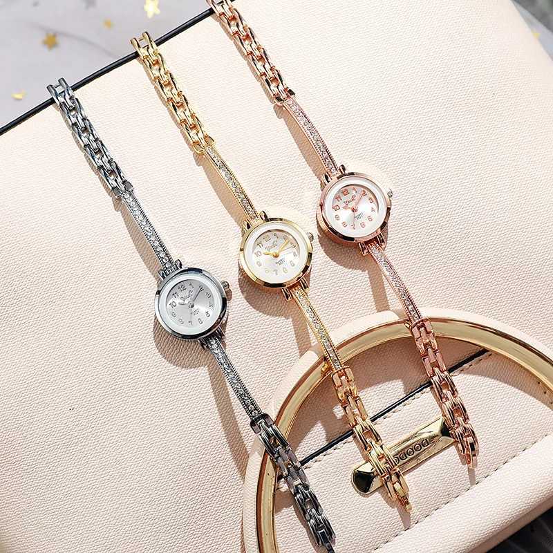 Womens high appearance level vivid exquisite Arabic numerals dial small dial steel band quartz watch. XJ250527