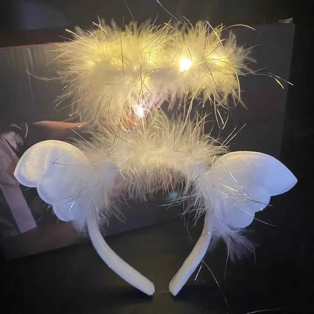 10pcs Adult Kids Carnival Light up Headband LED Flower Crown Christmas Feather Blinking Hair accessories Party Supplies W250528