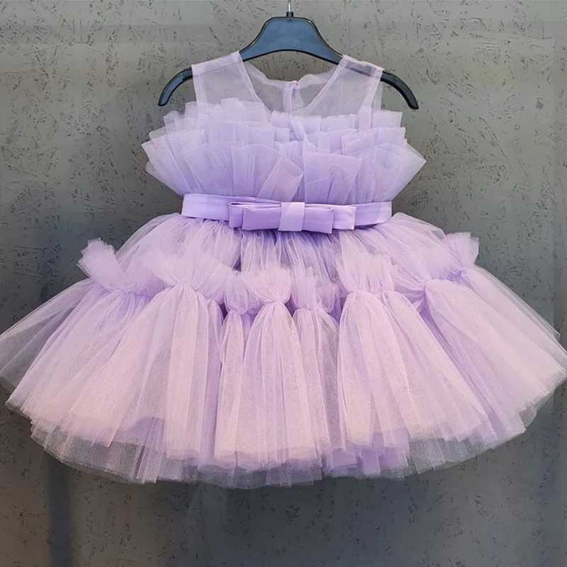 Baby Girls Tulle Princess Dress Flower Elegant 1st Baptism Birthday Party Ball Gown Sleeveless Kids Wedding Evening Formal Dress X250528