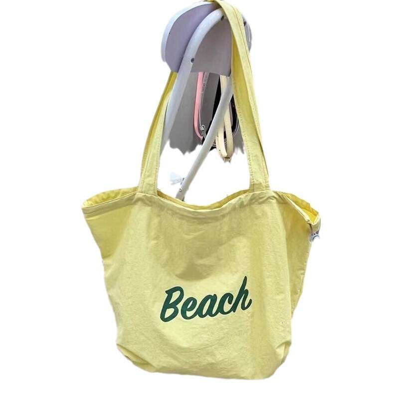 2024 Summer New Drawstring Canvas Ins Tote Commuter Handbag Shoulder Large Capacity Shopping Bag