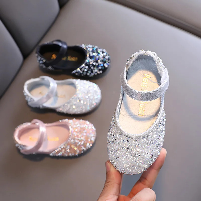 Autumn Girls Rhinestone Leather Shoes Spring Pearl Bow Princess Shoes Soft Children Baby Toddler Single Shoes G06 250528