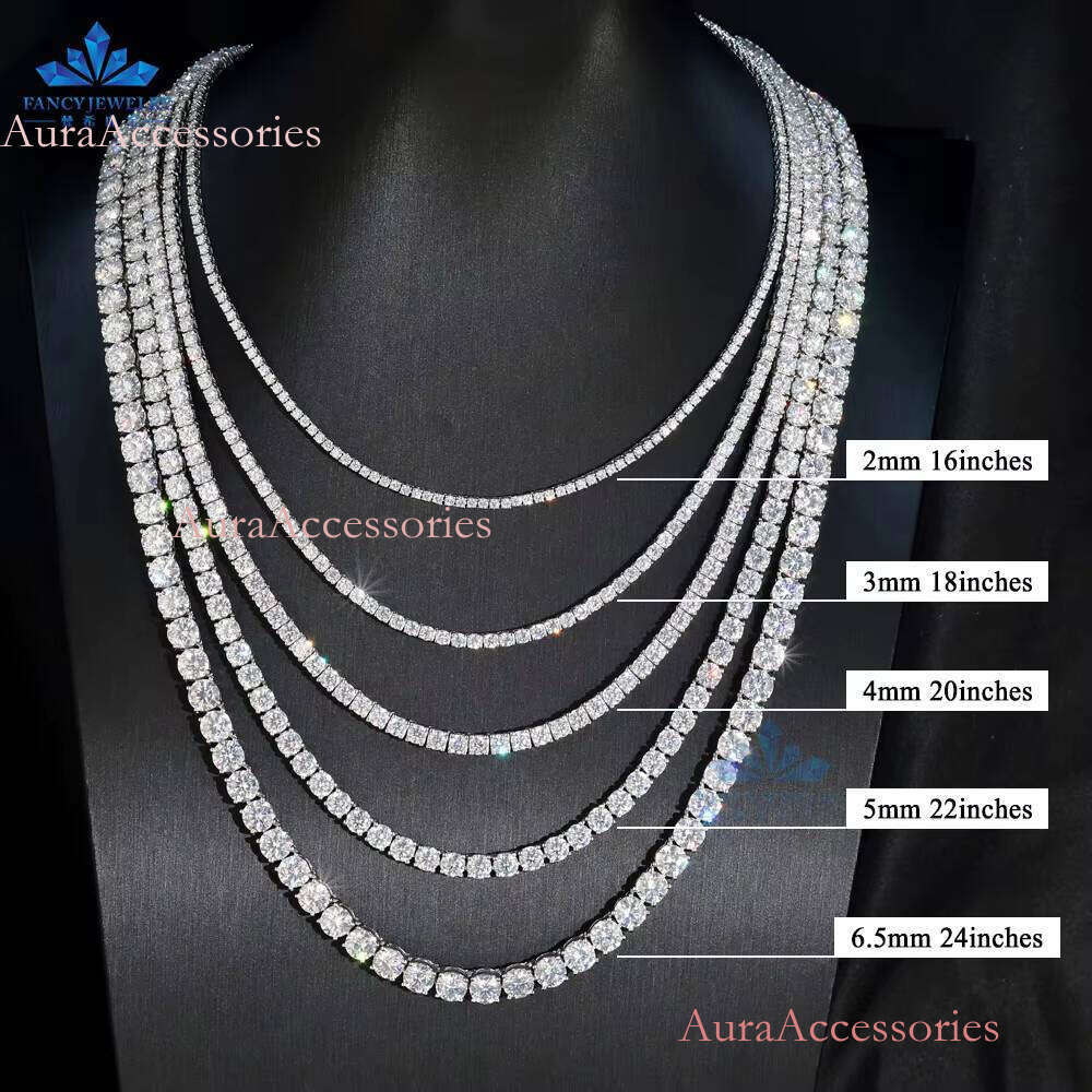 RTS S 3mm 4mm 5mm 6.5mm Moissanite Tennis Chain Bracelet Sier White Gold Elegant and Stylish