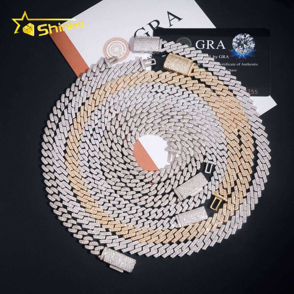 Hot Sale VVS Iced Out Moissanite Pass Dia Test Sier Gold Hip Hop Cuban Link Chain Necklace Fine Jewelry for Men