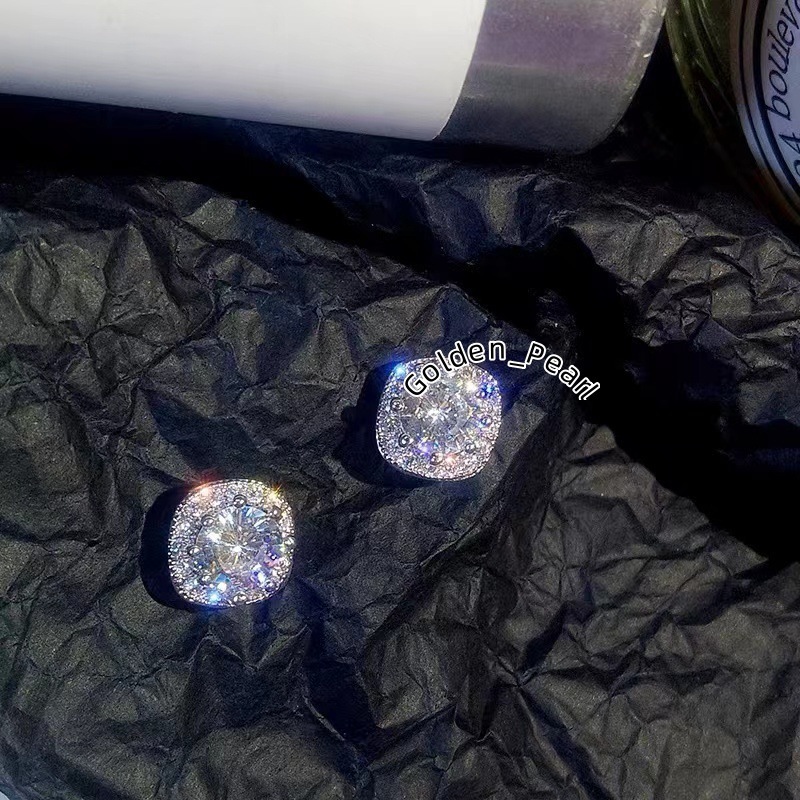 classic diamond earring desinger jewelry Women S925 silver six claw inlaid with diamond earrings hip-hop trend moissanite stone earrings studs Rock Ra