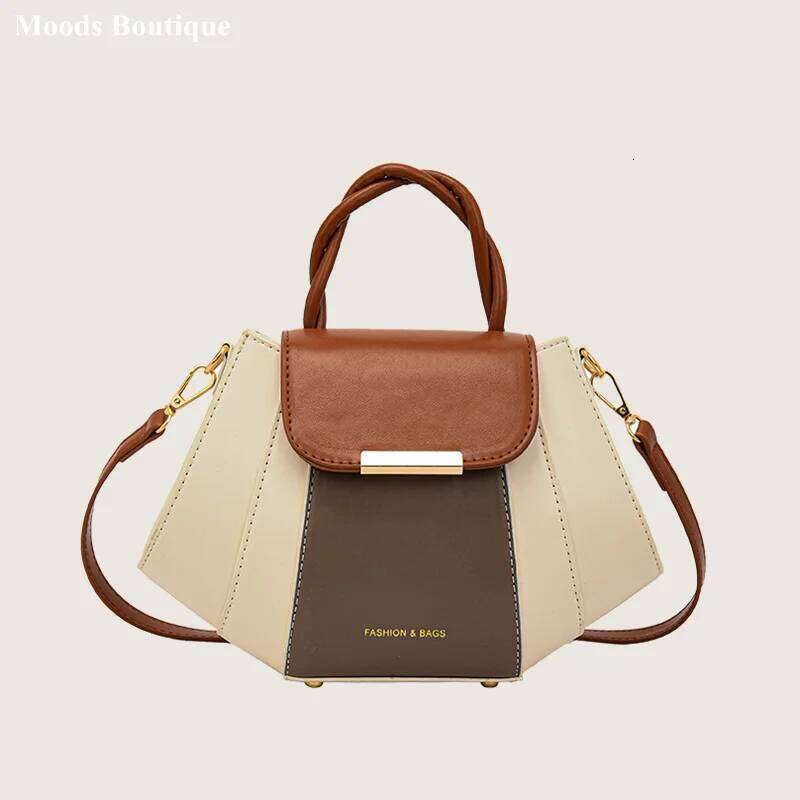 Contrast Color Top-Handle Bags For Women Patchwork Big Capacity Shoulder Crossbody Shell Bag Designer Handbags
