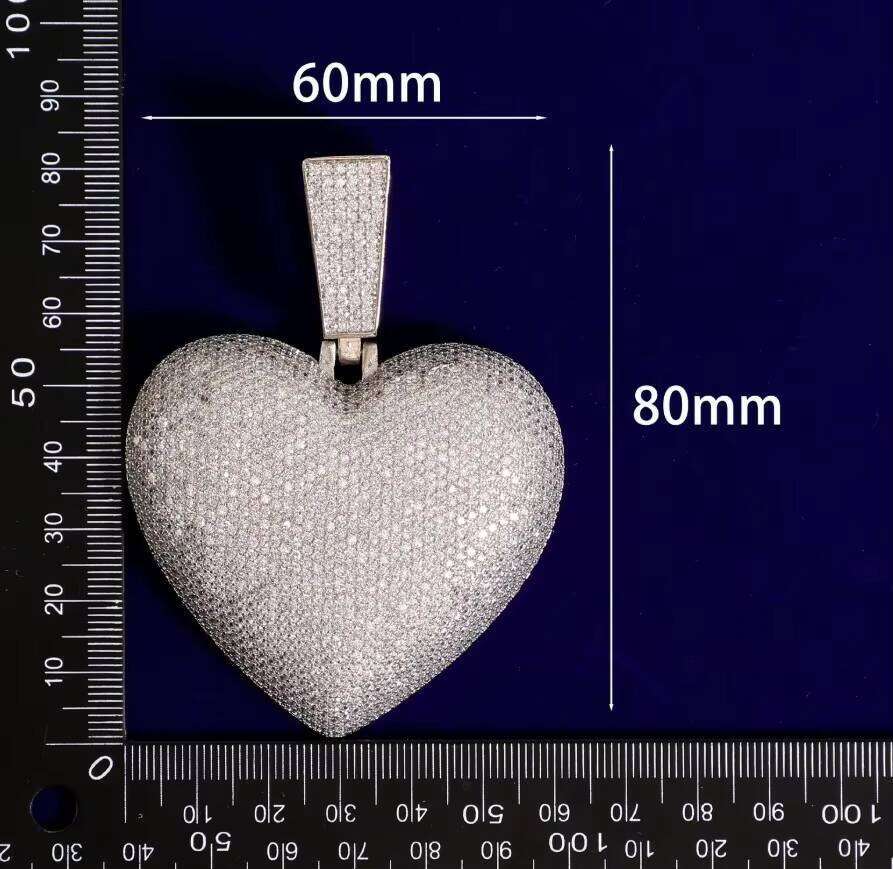 Trending Product heart sliver custom moissanite pendant Hip Hop Bling lced Out Jewelry for made in India