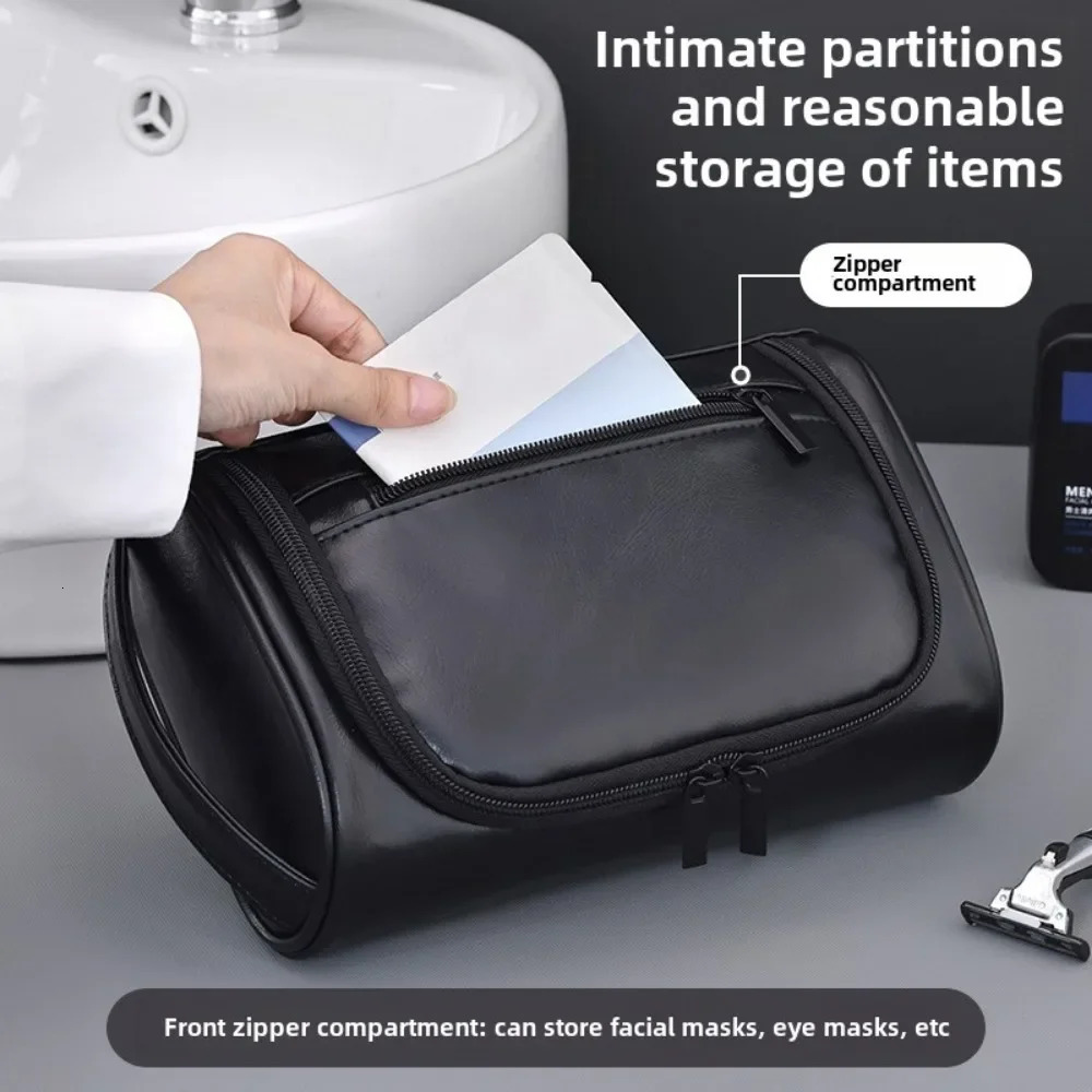 High Quality Travel Toiletry Bag for Women Men Retro PU Leather Cosmetic Bags Female Waterproof Travel Makeup Bag Toiletry Bag 250528