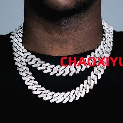 Hip Hop Jewelry 925 Silver Moissanite Diamond Man Necklace Moissanite Cuban Link Chain