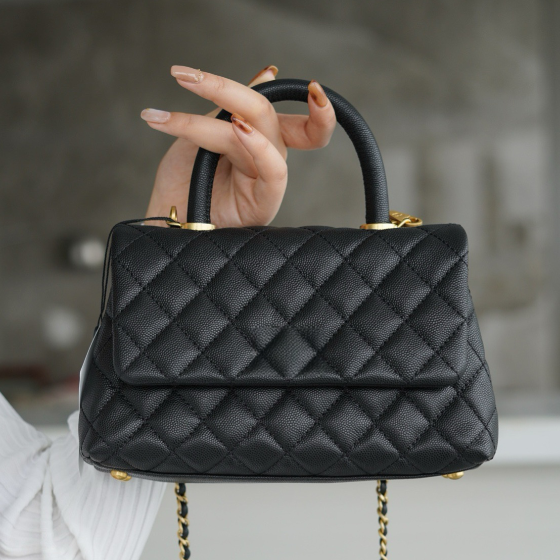 Luxury Designer Classic Flap Tote Bags Coco Handle Shoulder Crossbody Handbag Women's 24cm Genuine Leather Mirror Quality Designer Caviar Plaid Chain Handle Bag 12A