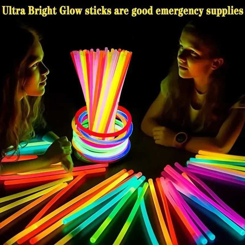 10/100pcs Fluorescence Sticks Party Multicolor Glowing Stick Bright Colorful Light Bendable Glow Bracelet Chemical Fluorescence W250528