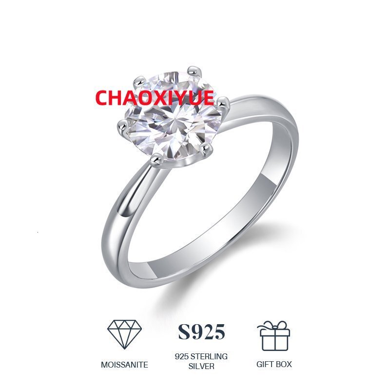 Wholesale Custom 925 Silver Moissanite Ring 1CT VVS GRA Certified Moissanite Diamond Jewelry Engagement Ring for Women