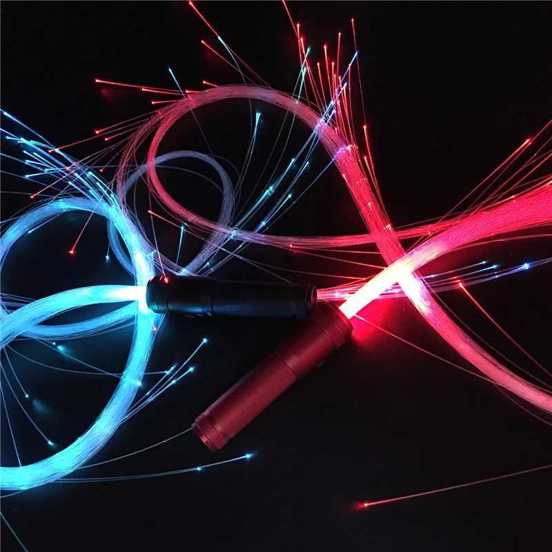 Color-Changing Fiber Optic Dance Whip Colorful Glowing LED Flash Whip Hand Rope for Dance Festival Party Carnival Wedding Decor W250528