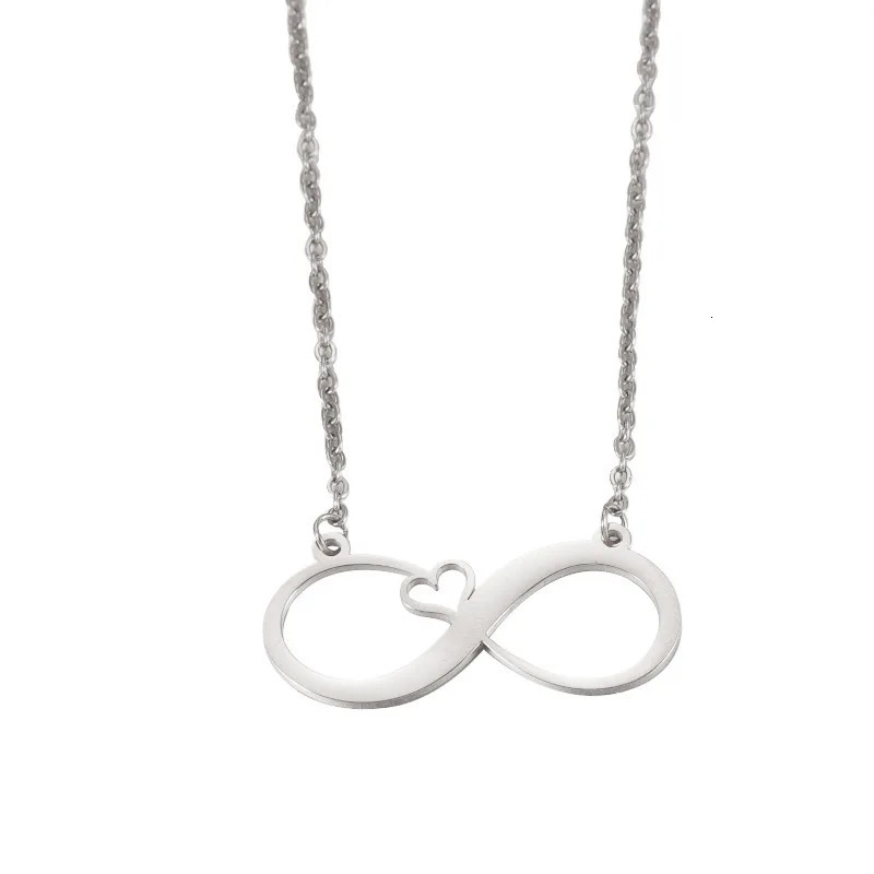 10Pcs Infinity Love Heart Shape Symbol Simple Elegant Stainless Steel Necklaces Pendant Choker Necklace For Women Jewelry Gift 250519