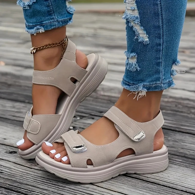 Summer Wedge Sandals for Women 2025 Fashion Non Slip Beach Shoes Woman Lightweight Casual Platform Plus Size Sandals Women 250519