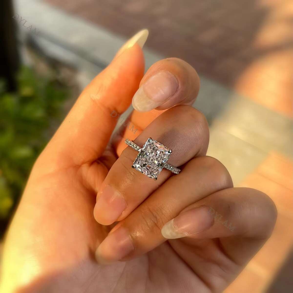 Dylam Free of Nickel and Lead Engagement Rings for Her Fit Moissanite Sterling Silver AAAAAAAA CZ Anniversary 925 Silver Ring