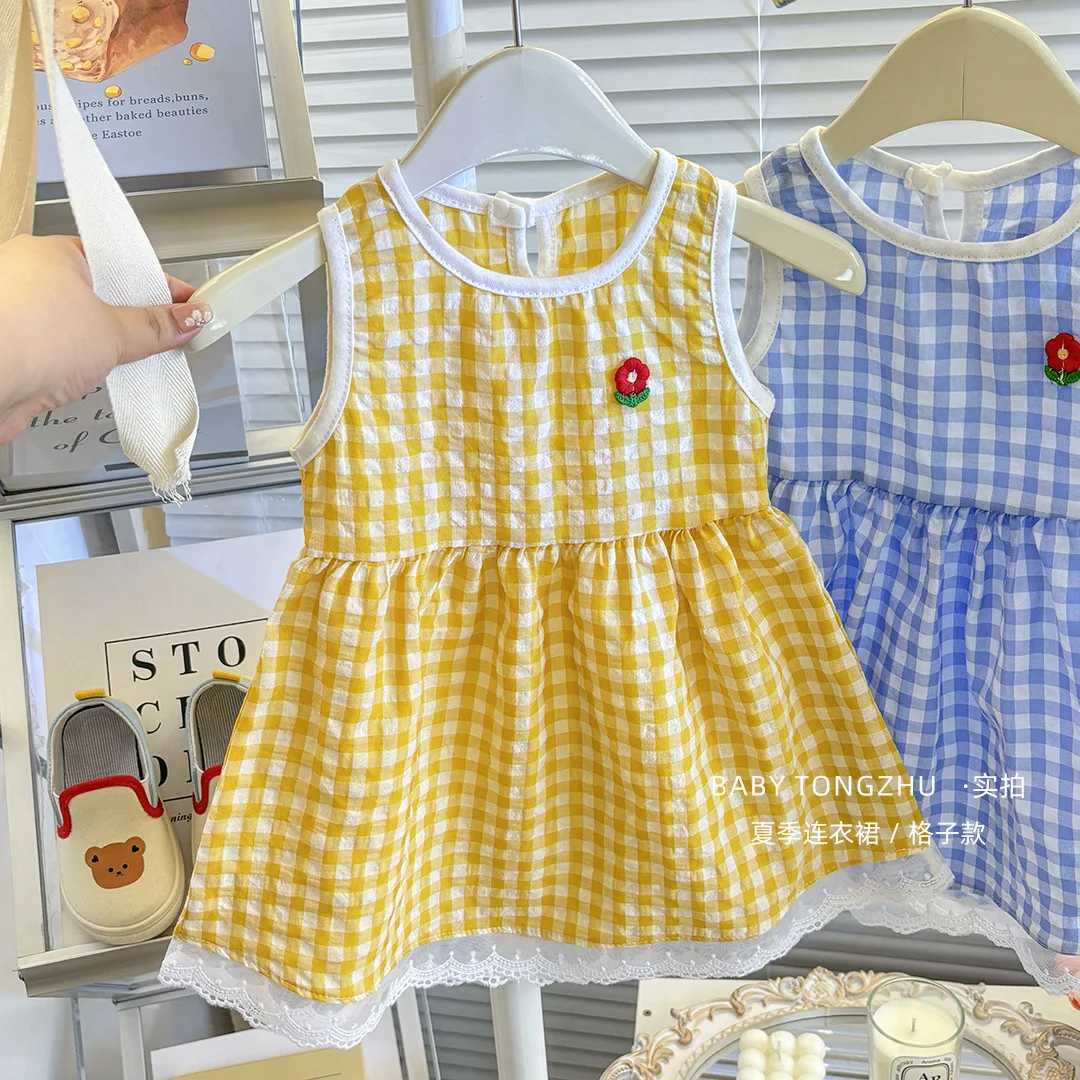 Baby Girls Dress Summer Plaid Sleeveless Girl Dress Cute Baby Clothes X250528