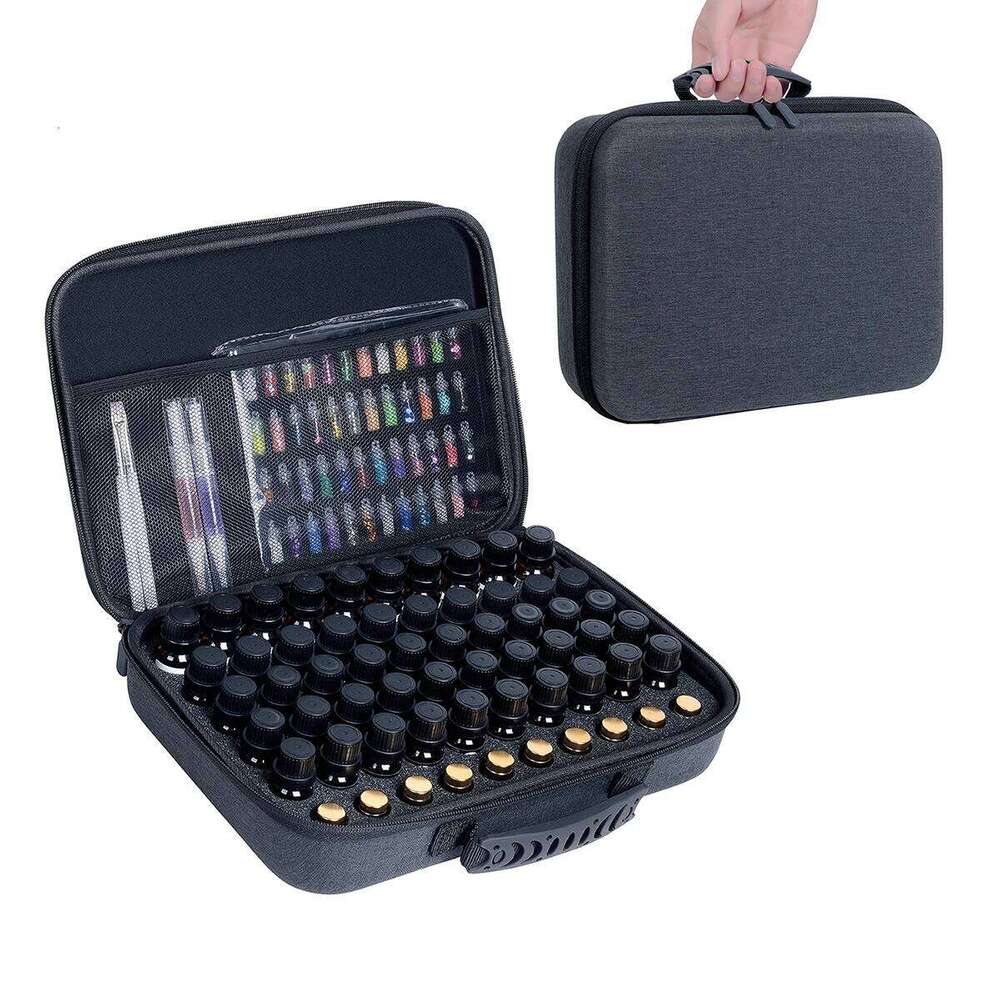 60 Slots box oil portable - with detachable sponge cosmetic storage bag travel essential