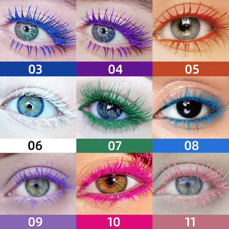 5D Waterproof Mascara Vibrant 9 Color-Lasting Curl Ink Formula -Eyeliner Extension Blue Green Black Eye Makeup Cosmetic 250523