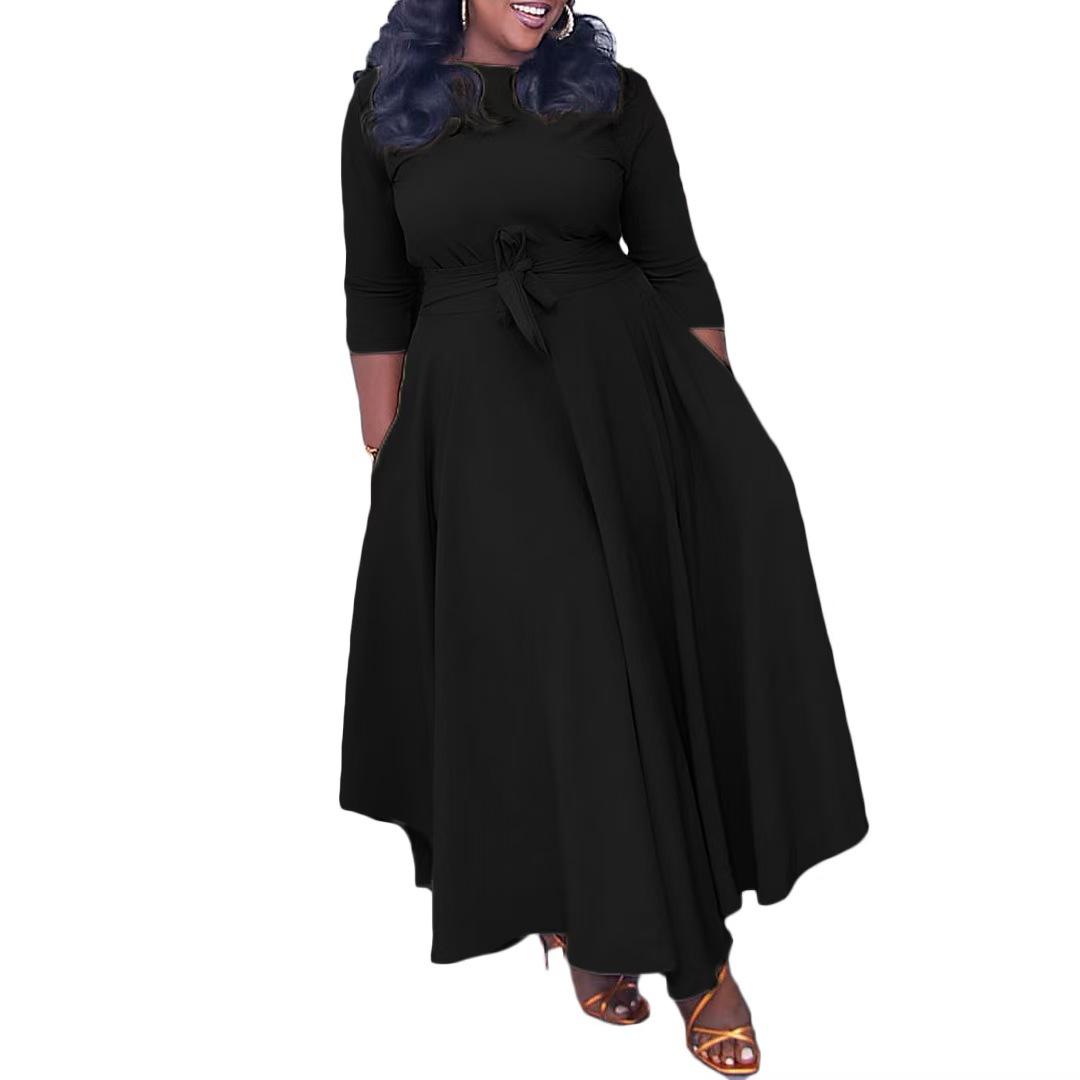 plus size dresses womens dresses new spring summer fashion temperament tie waist large size long dresses short dresses