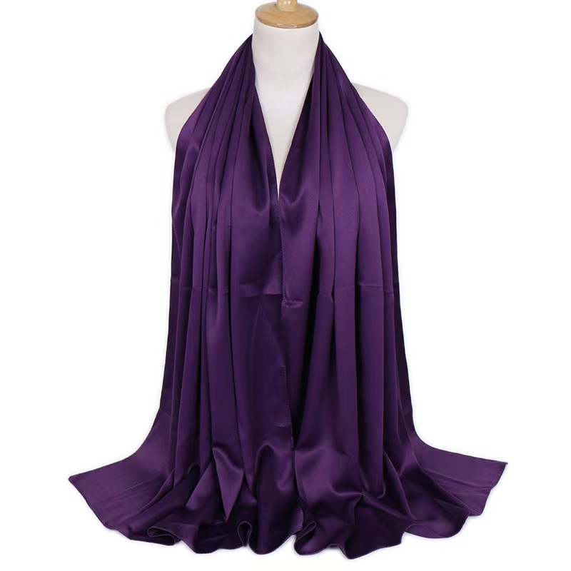 T826 solid color satin ladies silk scarf high quality satin single color silk satin scarf shawl long