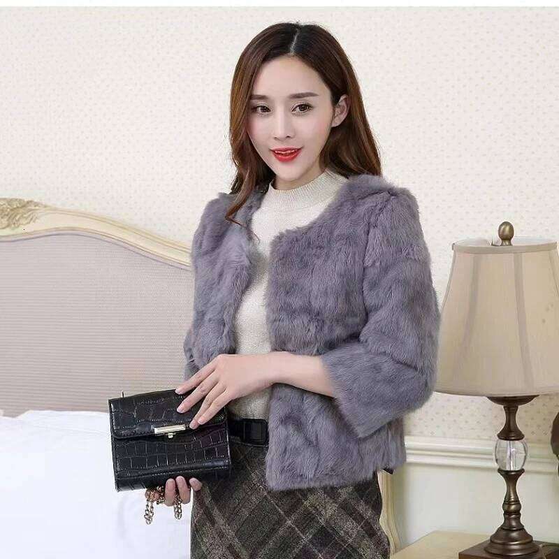 Coat Winter Women Warm 100% Genuine Jacket Natural Soft Rabbit Lady Real Fur Overcoat