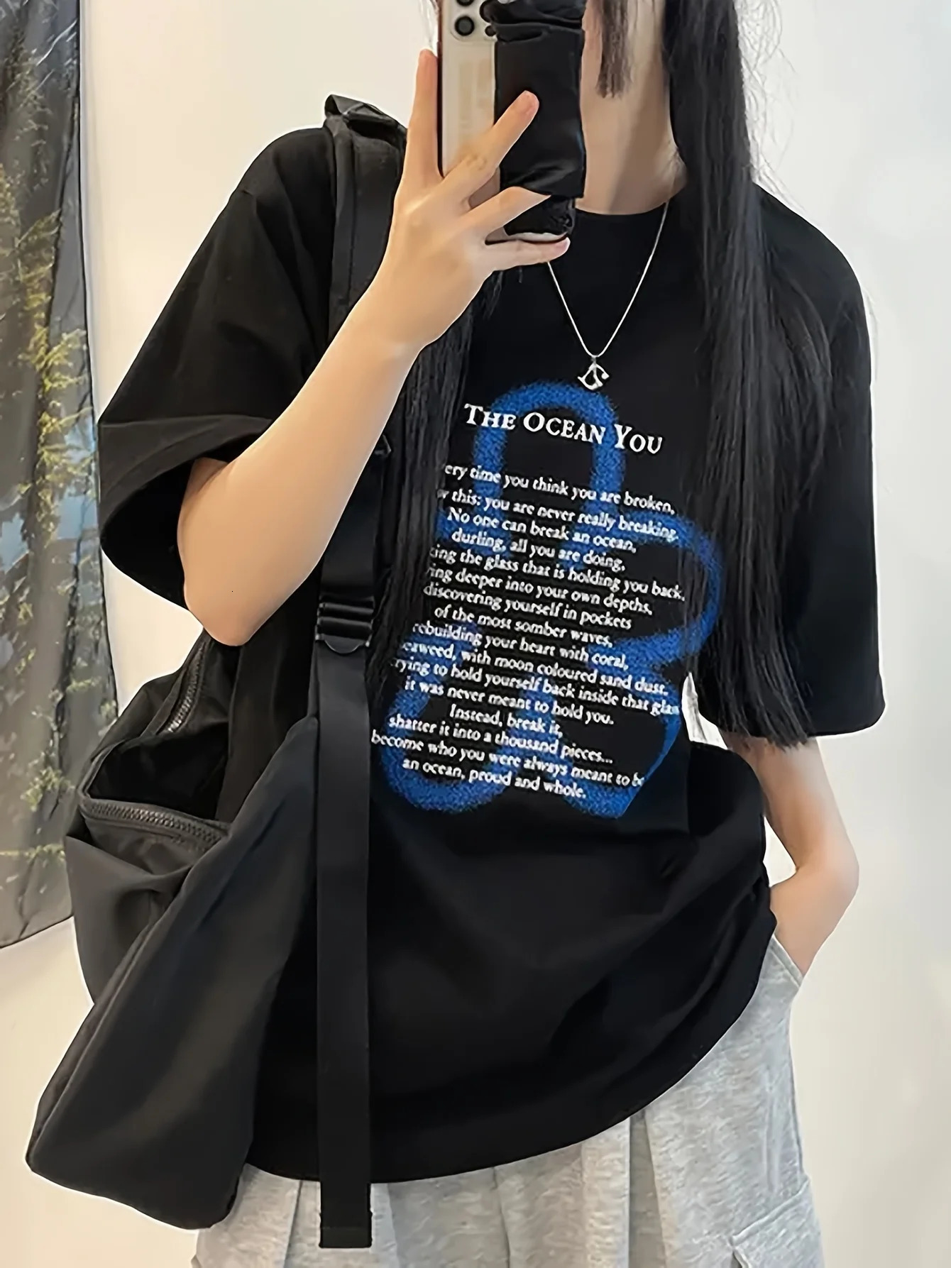 Y2k Black Letter Print TShirt Women Oversized Graphic Tee Sweet Spicy Style Summer Streetwear Cotton Top Casual Loose Fit 250517