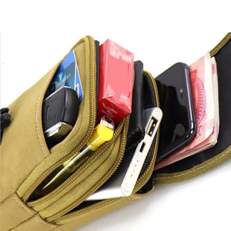 Men Wallet Double Layer Waist Outdoor Sports Waterproof Military Phone Bag Belt Bags Camping Hunting Tactical Fanny Pack