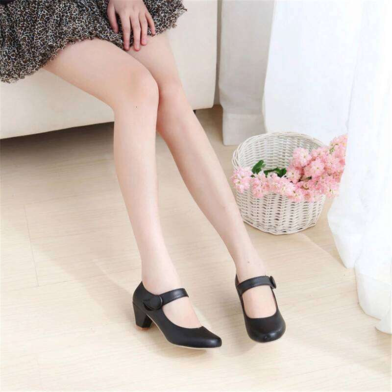 Yellow Women's Block Low Heels Mary Janes Fashion Comfortable Pumps Strap Beige Pink Party Wedding Shoes Ladies Casual