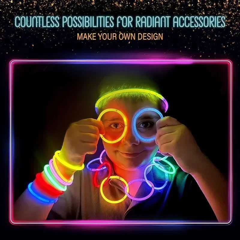 10/100pcs Fluorescence Sticks Party Multicolor Glowing Stick Bright Colorful Light Bendable Glow Bracelet Chemical Fluorescence W250528