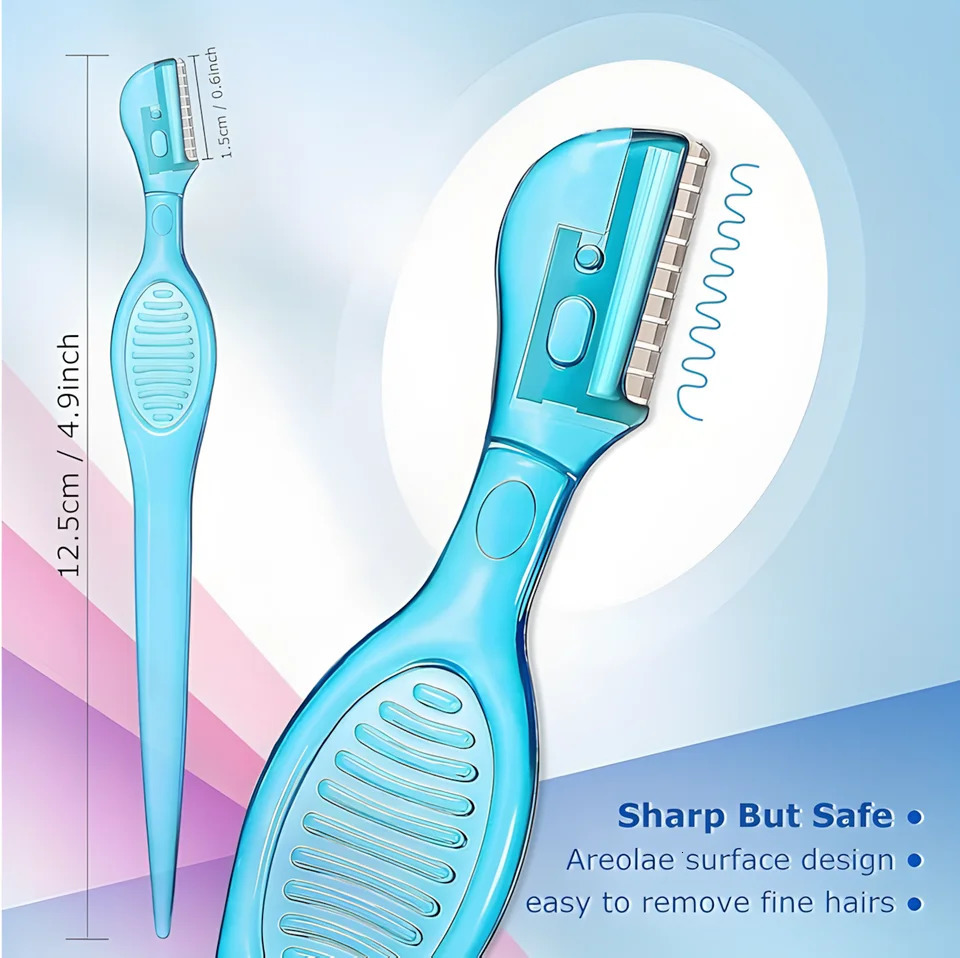 10PCS Macaron ThreeColor Eyebrow Knife Set Straight Handle Trimmer With Independent Protective Case For Beginners 250516