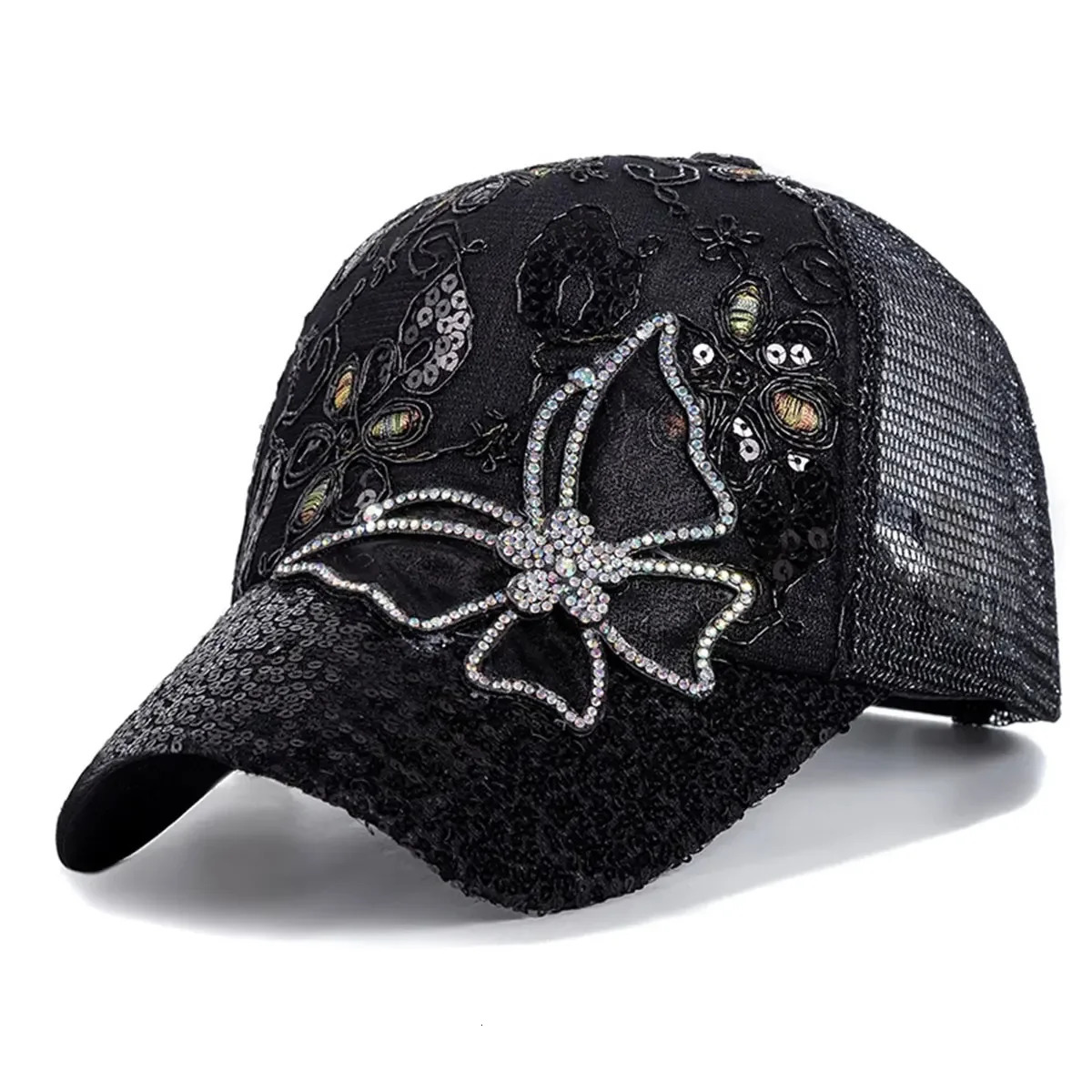 Unisex Butterfly lace glitter Baseball Net Caps Spring and Summer Outdoor Adjustable Casual Hats Sunscreen Hat 250522
