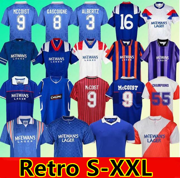 87 90 92 93 94 95 96 97 99 01 08 Glasgow RangersS fc retro soccer jerseys GERRARD GASCOIGNE LAUDRUP gerrard MCCOIST football shirt