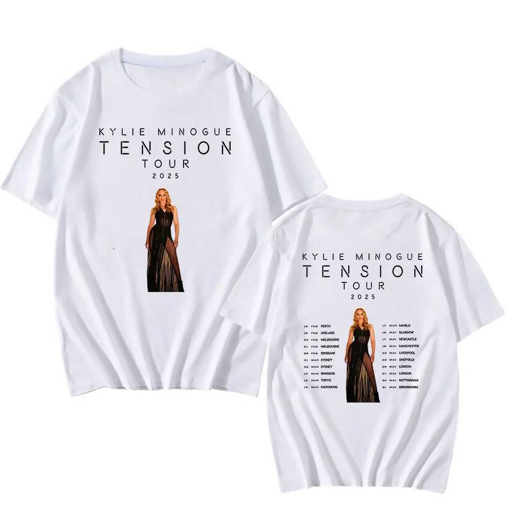 Famous Singer Print Tshirt Kylie Minogue Tension Tour 2025 T-shirt Cotton Summer Men/Women T-shirt Ropa Hombre Graphic Clothes X250528