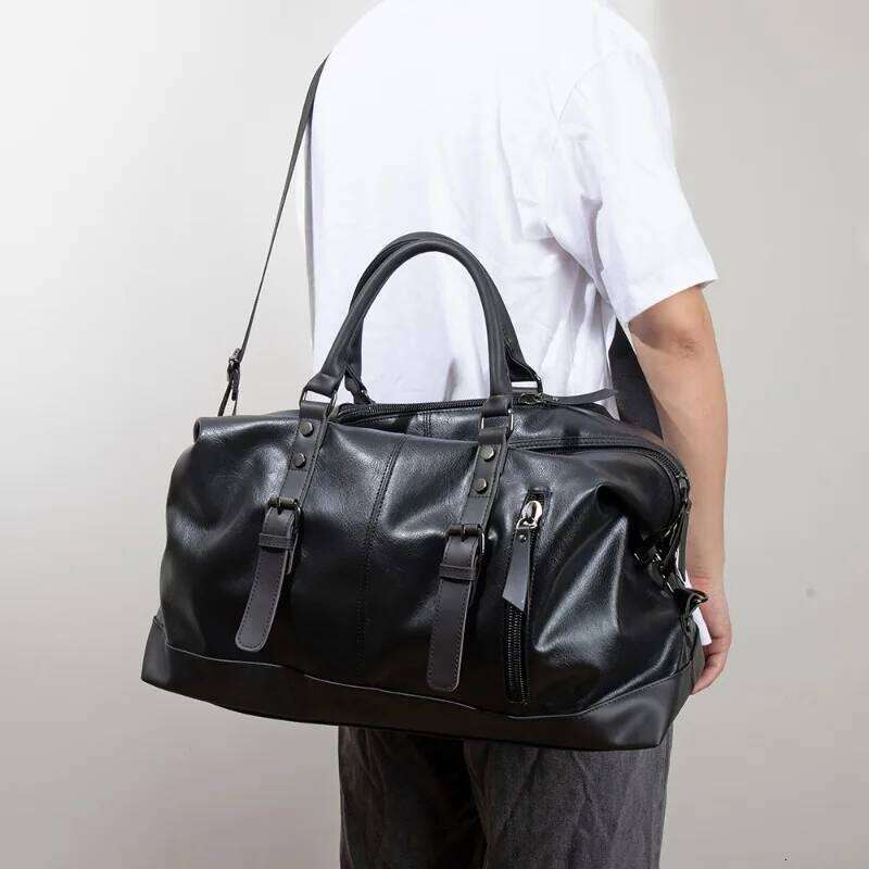 2025 New Men Travel Totes Crossbody Shoulder Bags Large Capacity Handbag Fashion Top-Handle Waterproof PU Leather Laptop Bag