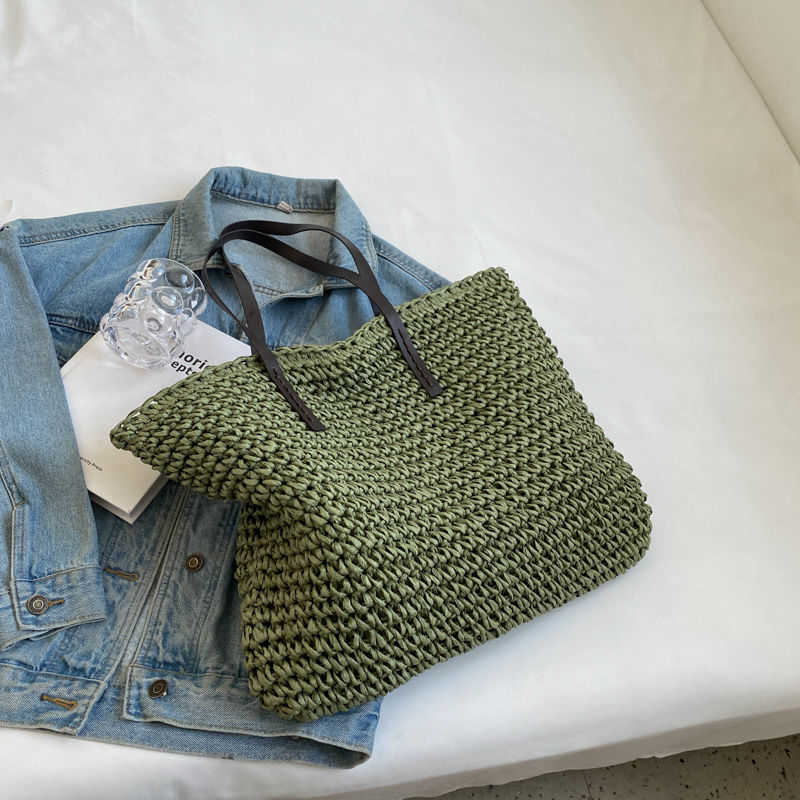 Large Capacity Grass Woven Large Bag Womens Bag New Stylish Woven Versatile Shoulder Bag Summer Fashion Tuochanglei