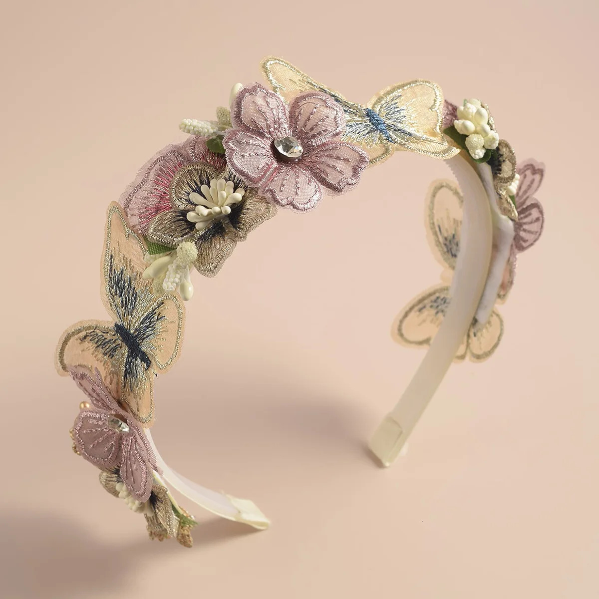 Advanced Handmade Flower Girls Headbands Cute Pearl Feather Wedding Crown Princess Dance Party Headwear Fashion Hoop Accessories 250528