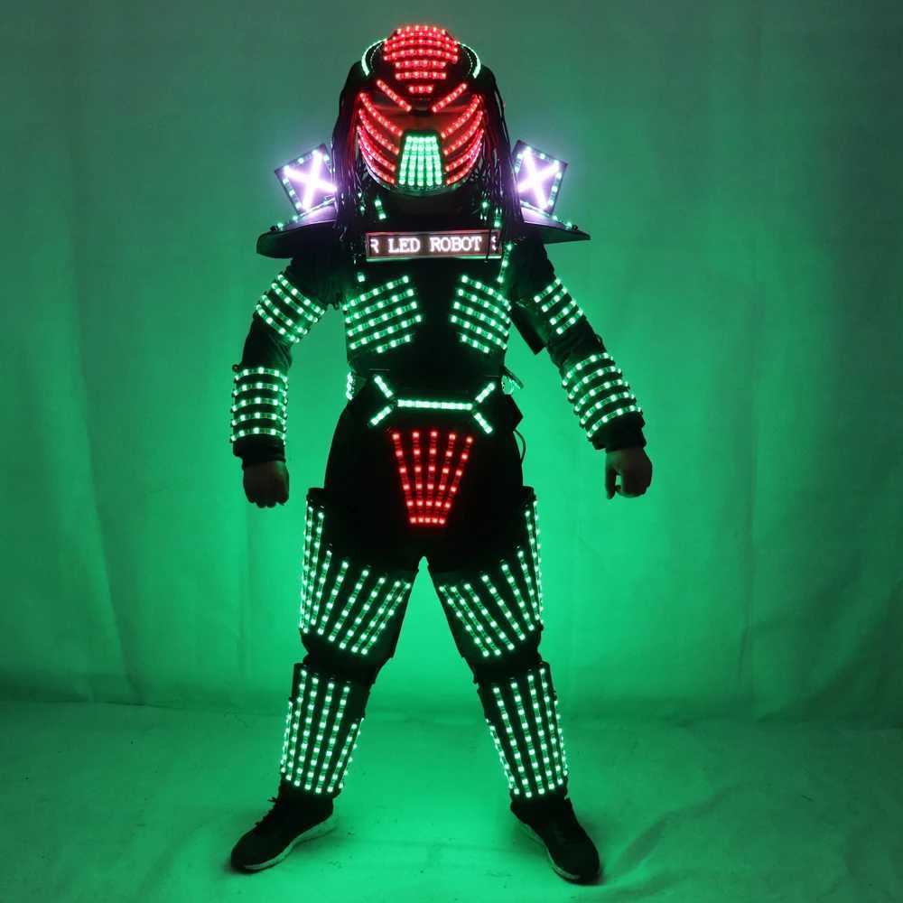 LED Robot Costumes Clothes LED Lights Luminous Stage Dance Performance Show Dress for Night Club W250528
