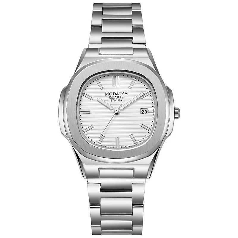 Fashion Luxury Business Square Quartz Watches Classic Stripe Design Dial with Stainless Steel Band Wristwatch for Men XJ250527