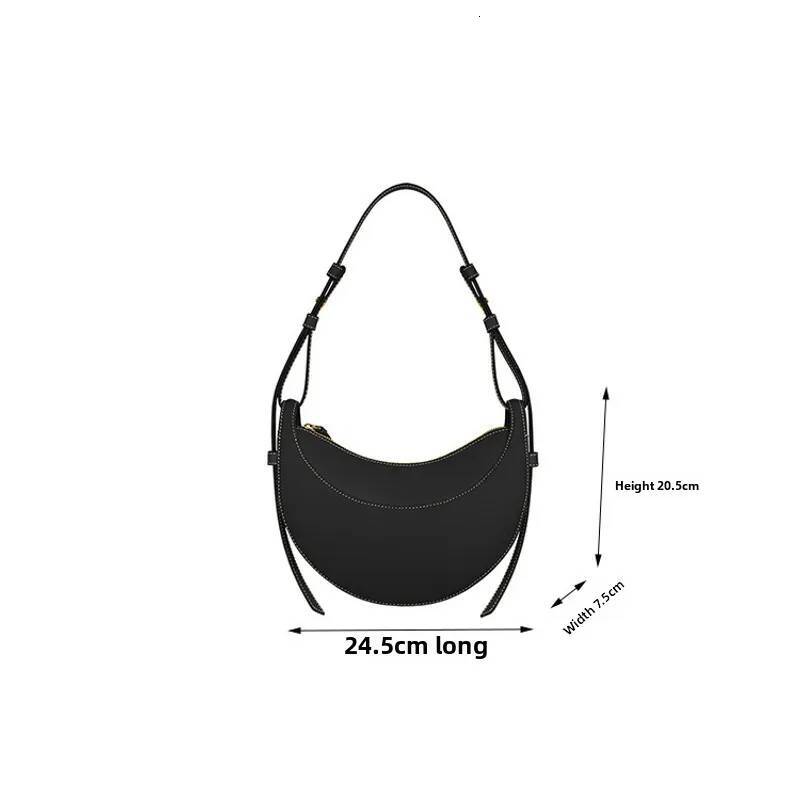 French Niche Design Single Shoulder Crossbody Crescent Genuine Leather Women's Bag, Armpit Saddle Bag