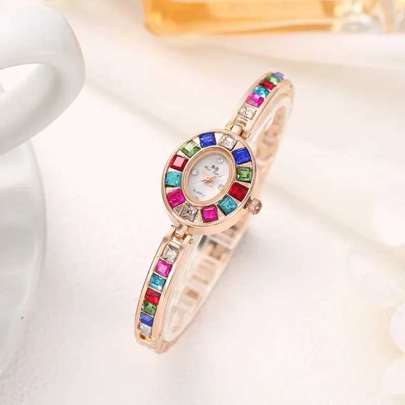 Luxury Rainbow Rhinestone Watch Women Ladies Bracelet Watches Fashion Gift Quartz Wristwatch Dropshipping Reloj Mujer XJ250527