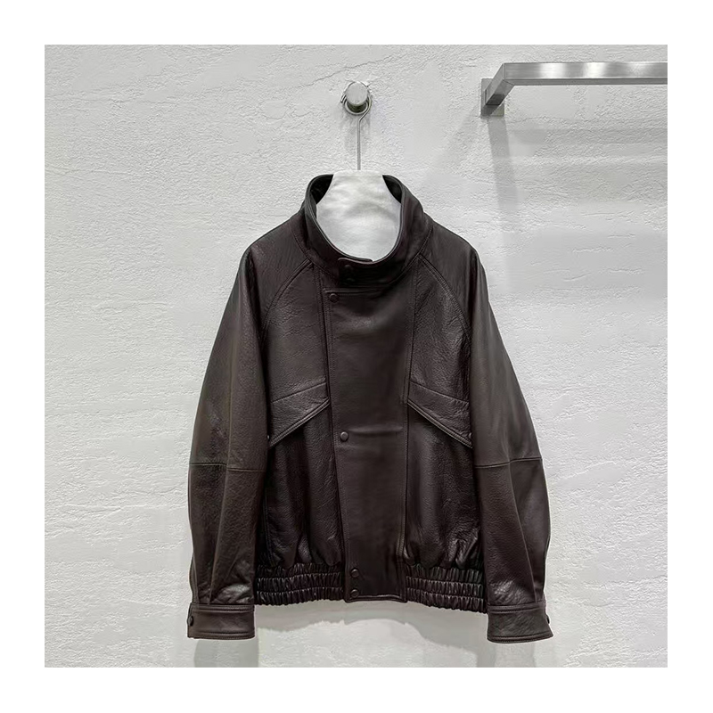 Black leather jacket, American trendy retro jacket, high-end top