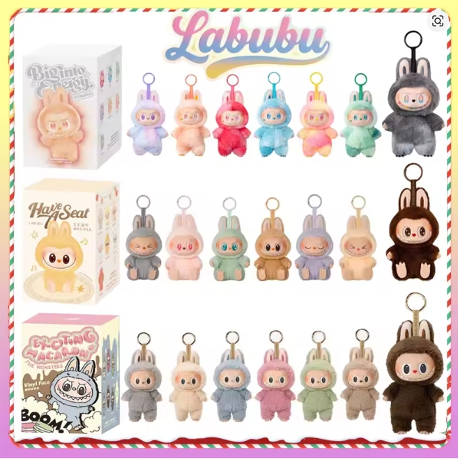 Labubu 1Gen 2Gen 3Gen The Monsters Heartbeat Macaron Enamel Face Blind Box Pvc Figurine Tabletop Ornament Kawaii Doll Christmas Gift