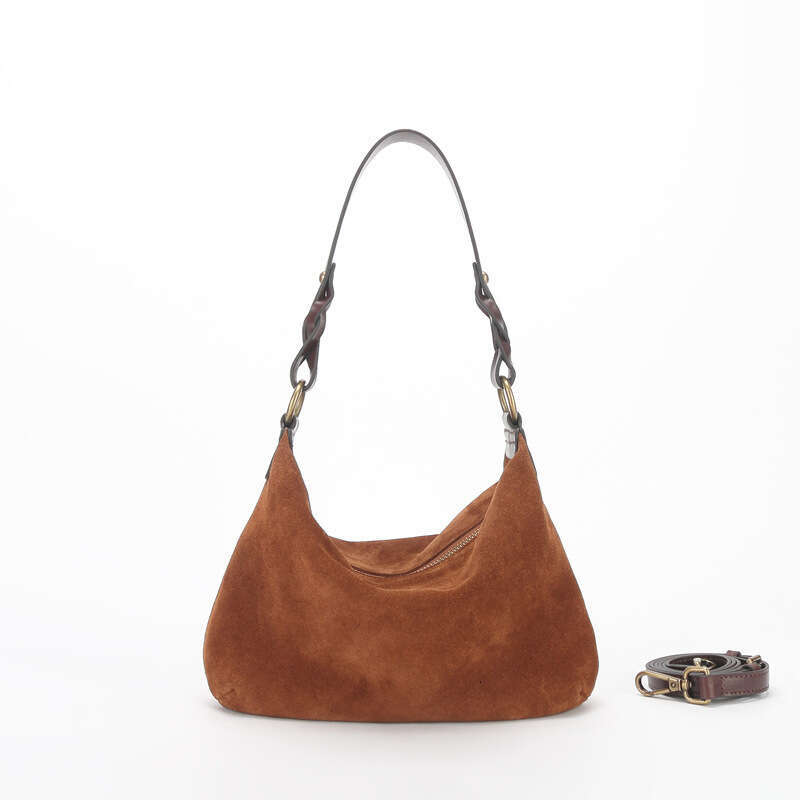 New Women's Niche Design Top Layer Matte Cowhide Baguette High-end Handbag Shoulder Underarm Bag