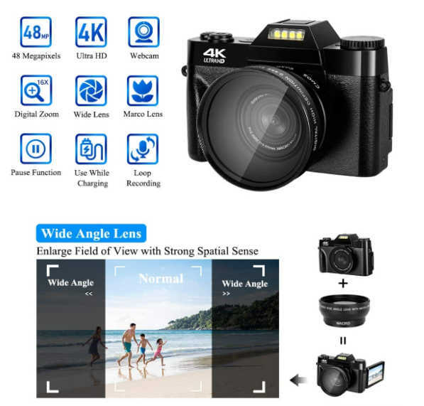 Digital Cameras Compact digital photography camera 4K WIFI network camera retro video recorder YouTube 48MP camera 16X digital zoom camera z250528