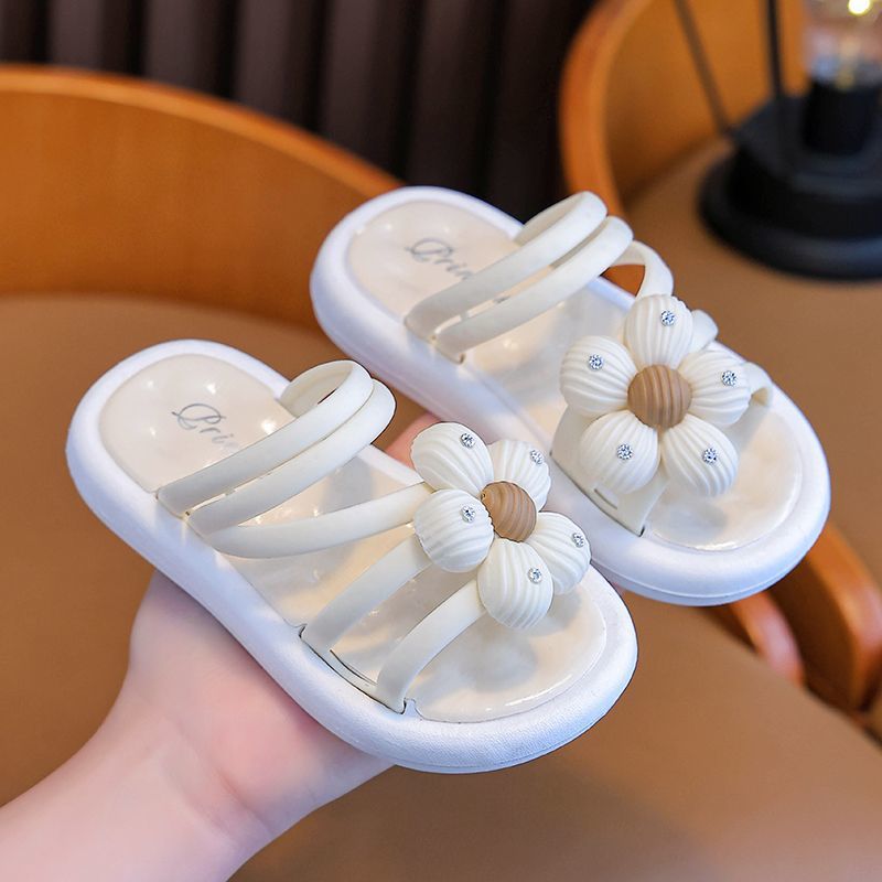 Girls Slippers Princess Shoes Kids Beach Sandals Kidsnest Children Youth Girl Toddler Soft Bottom Non-slip Slippers Size US7.5C-US5Y K0684