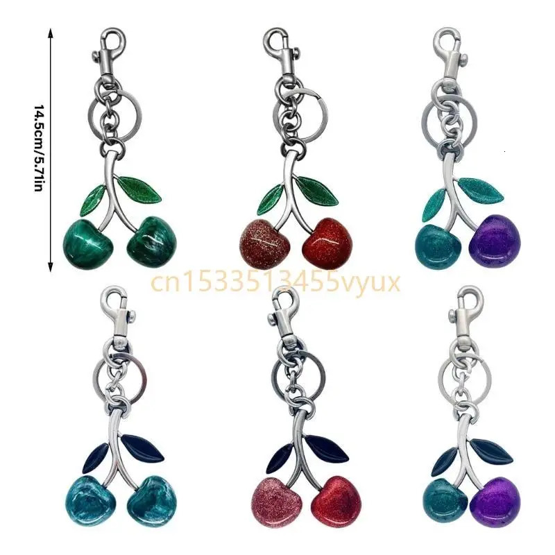 X5QD Cherry Charm Keychain Handmade Sparkling Fruit Keychain Versatile Bag Decoration 250527